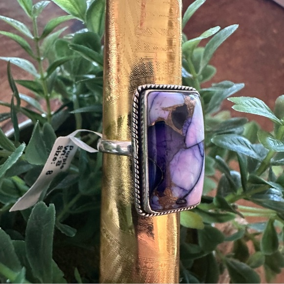 NWT GORGEOUS Purple and Gold Dahlia Sterling Silver 925 Statement Ring • Size: 8 - Picture 5 of 9